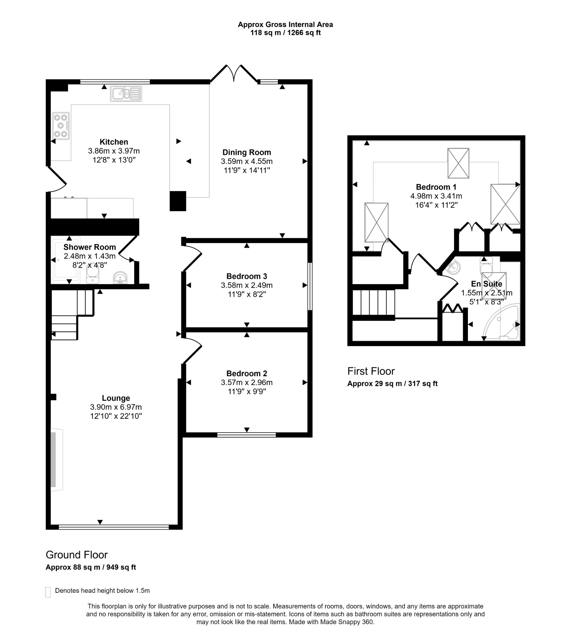 3 bed detached bungalow for sale, Denbighshire - Property floorplan