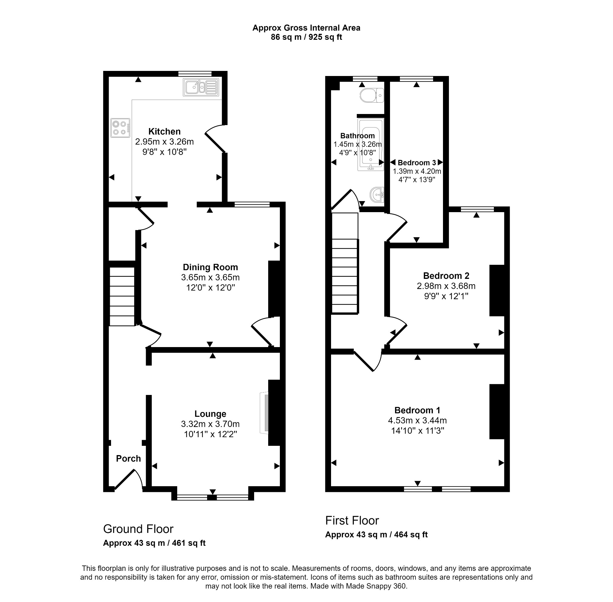 3 bed terraced house for sale in Vezey Street, Rhyl - Property floorplan