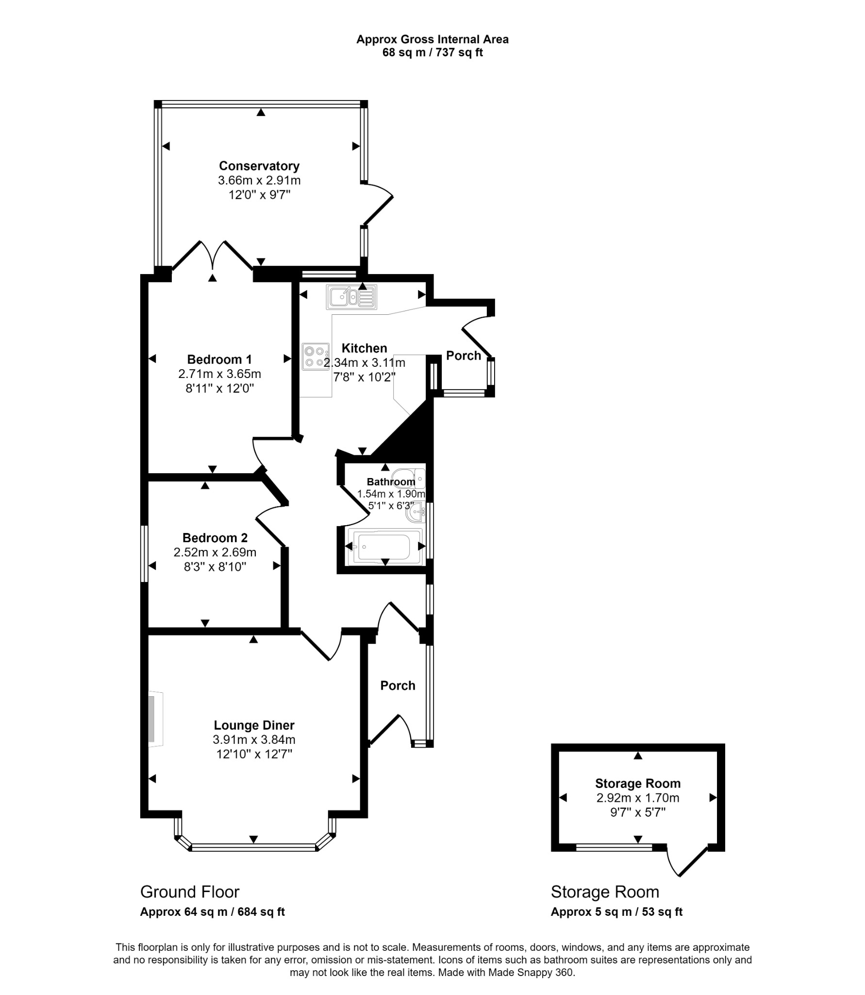 2 bed detached bungalow for sale in Michaels Road, Rhyl - Property floorplan