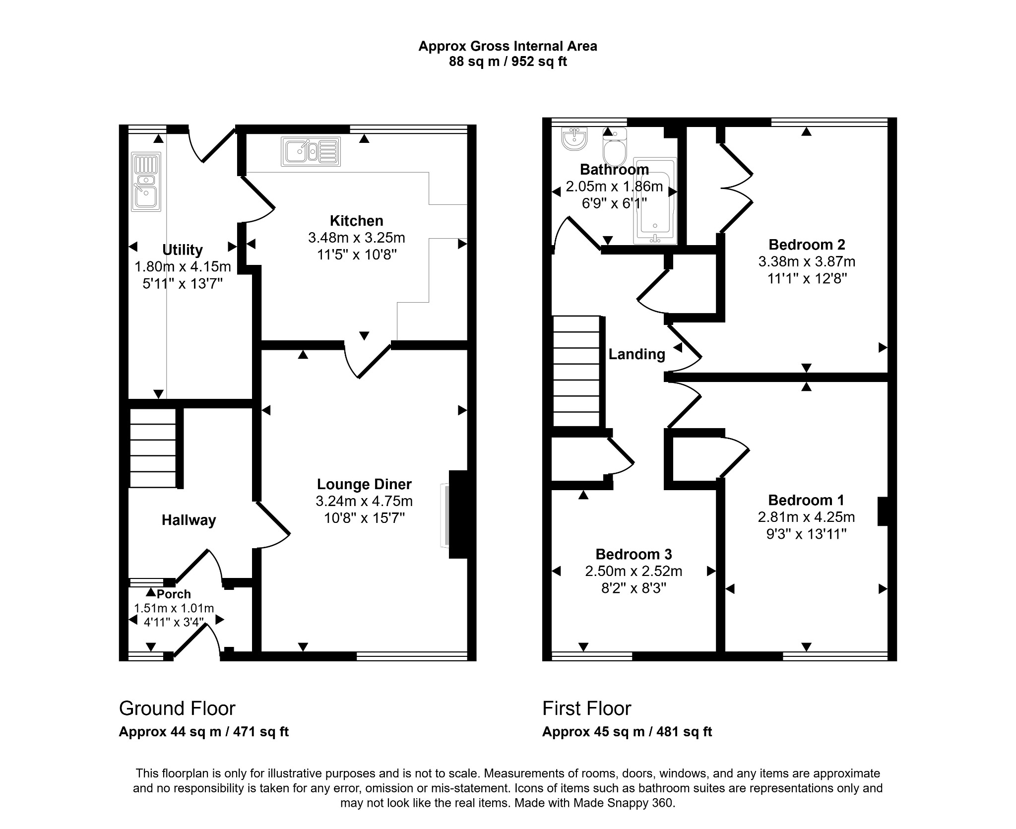 3 bed terraced house for sale in Morfa View, Denbighshire - Property floorplan