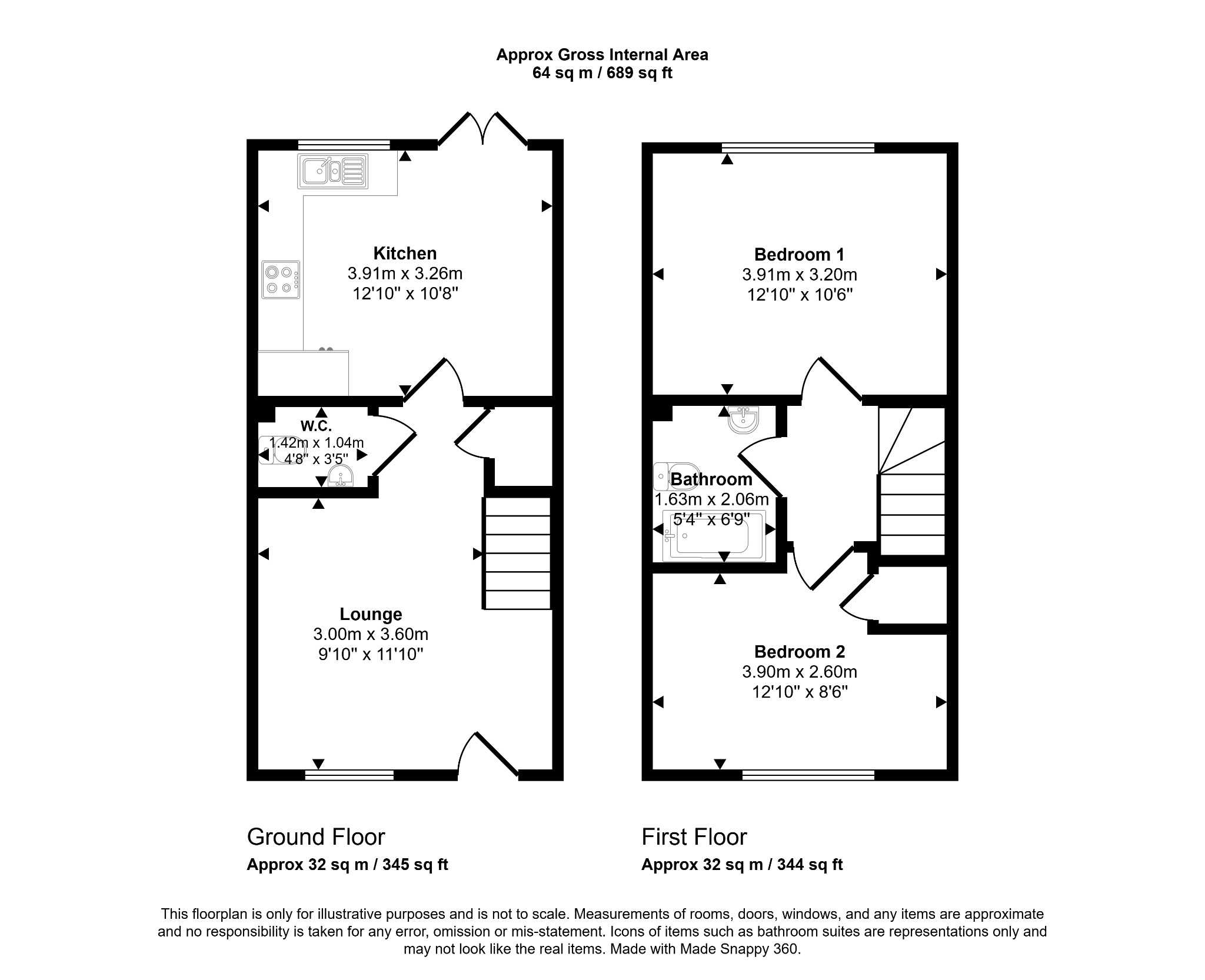 2 bed semi-detached house for sale in Ffordd Porthdy, Rhyl - Property floorplan