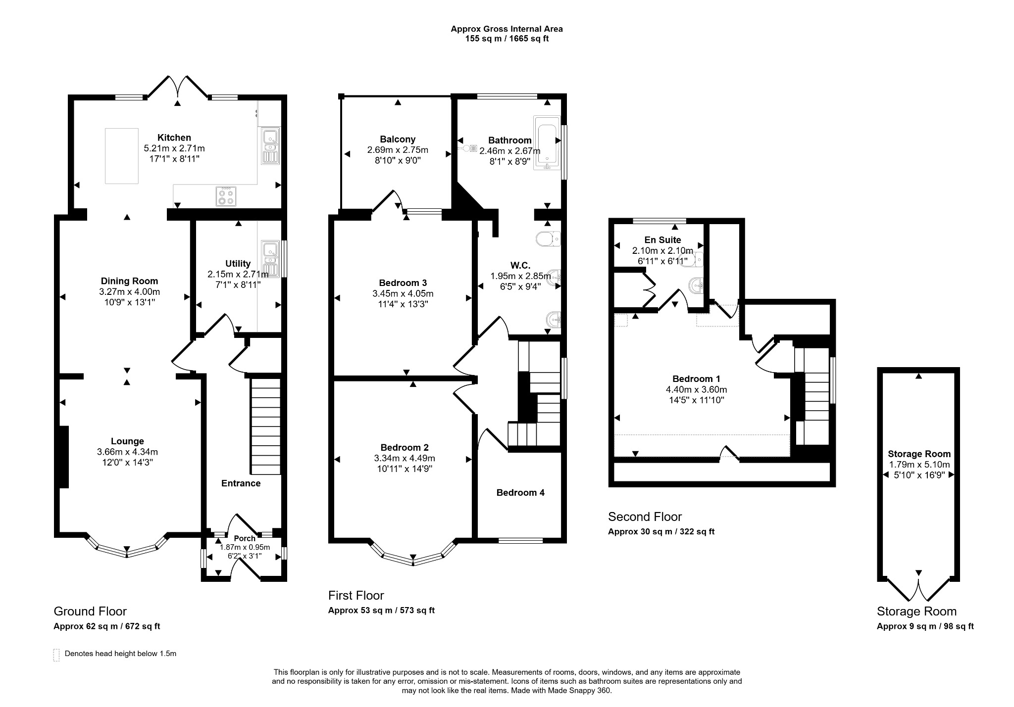 4 bed semi-detached house for sale in Grange Road, Rhyl - Property floorplan