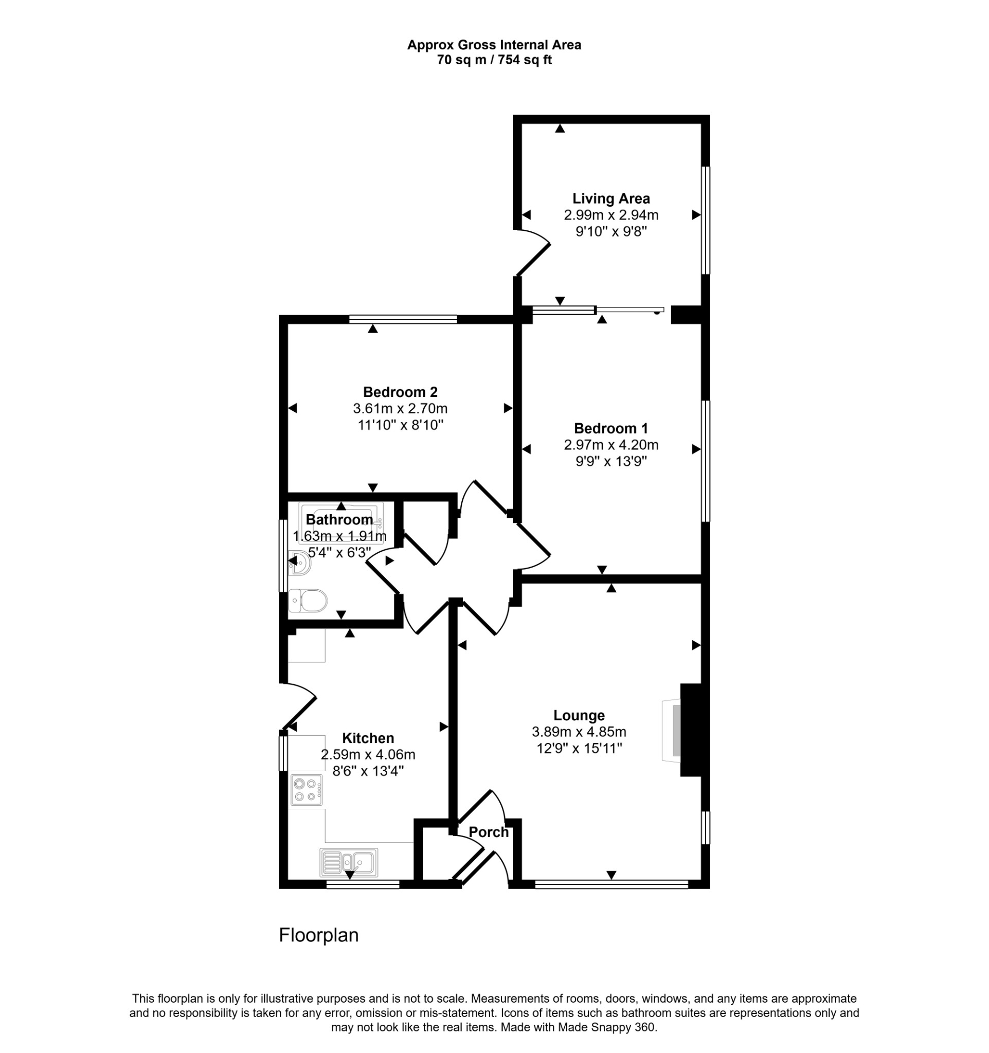 2 bed bungalow for sale in Graham Avenue, Prestatyn - Property floorplan