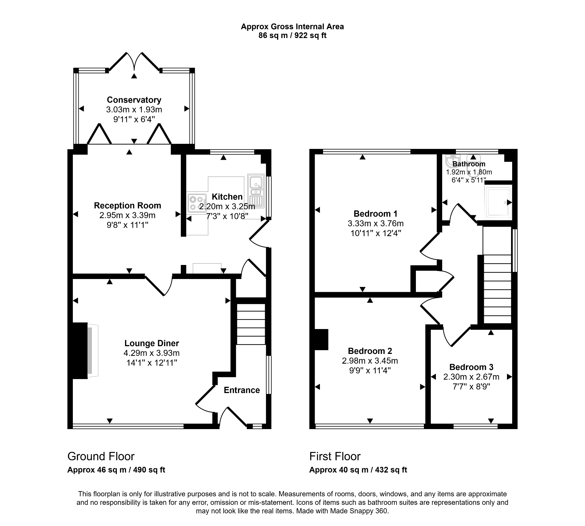 3 bed semi-detached house for sale in St Georges Crescent, Rhyl - Property floorplan