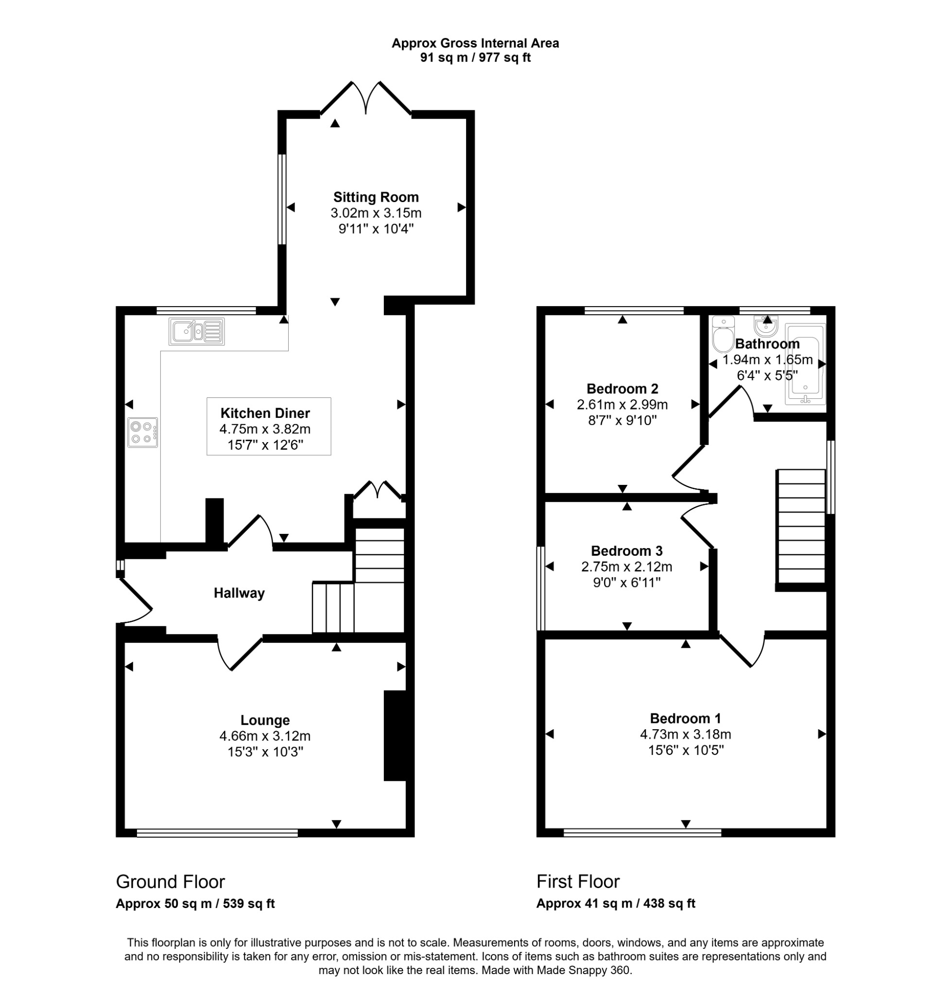 3 bed detached house for sale in Grosvenor Road, Prestatyn - Property floorplan