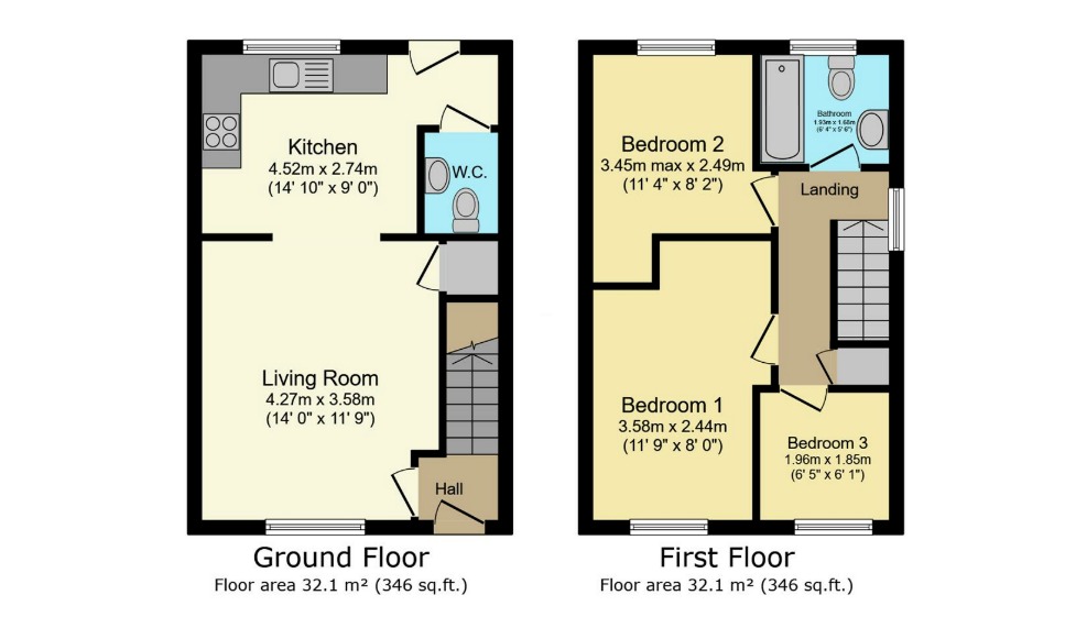 3 bed end of terrace house for sale in Ffordd Pant Y Celyn, Prestatyn - Property floorplan