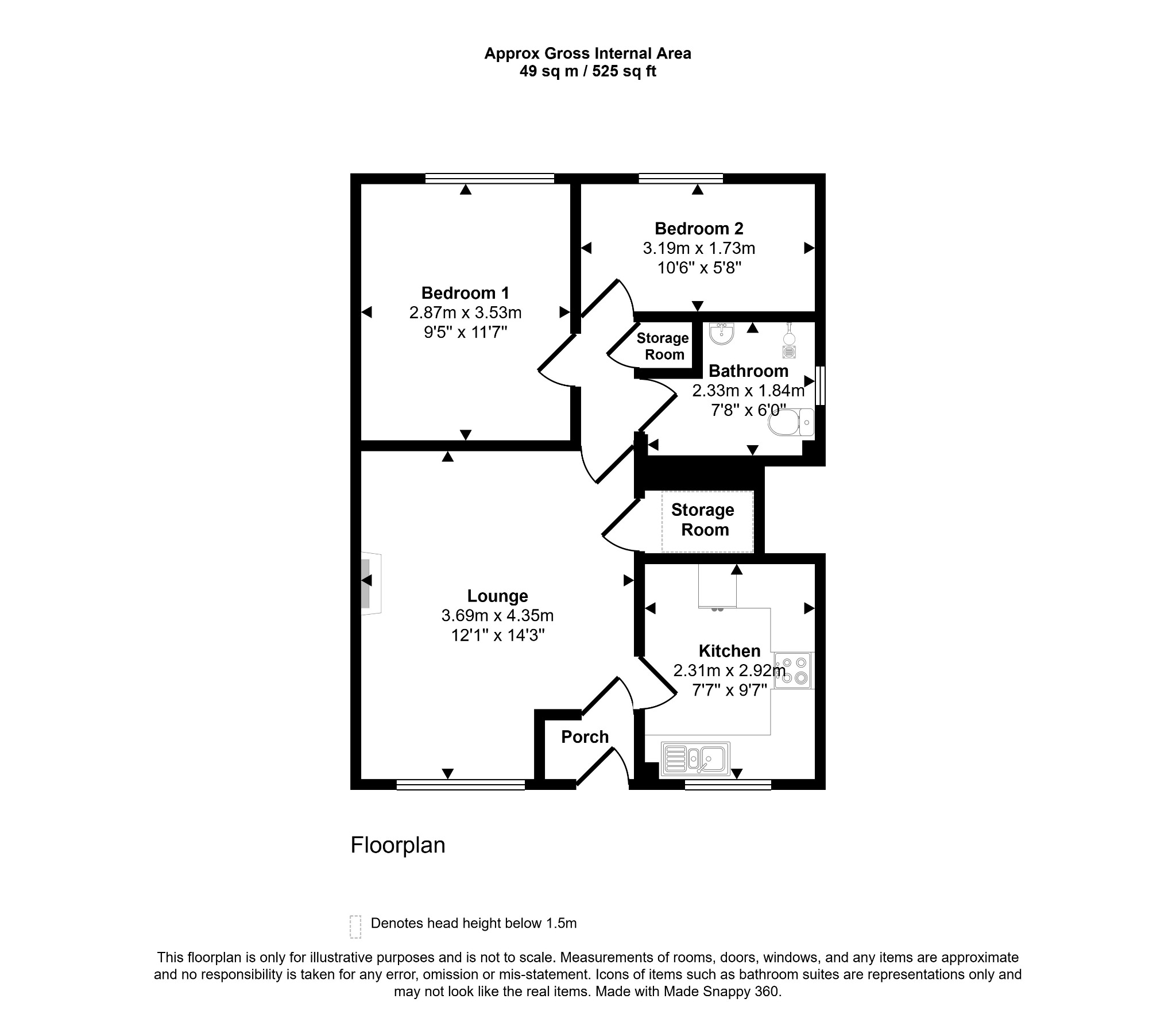 2 bed ground floor flat for sale in Ffordd Elan, Rhyl - Property floorplan