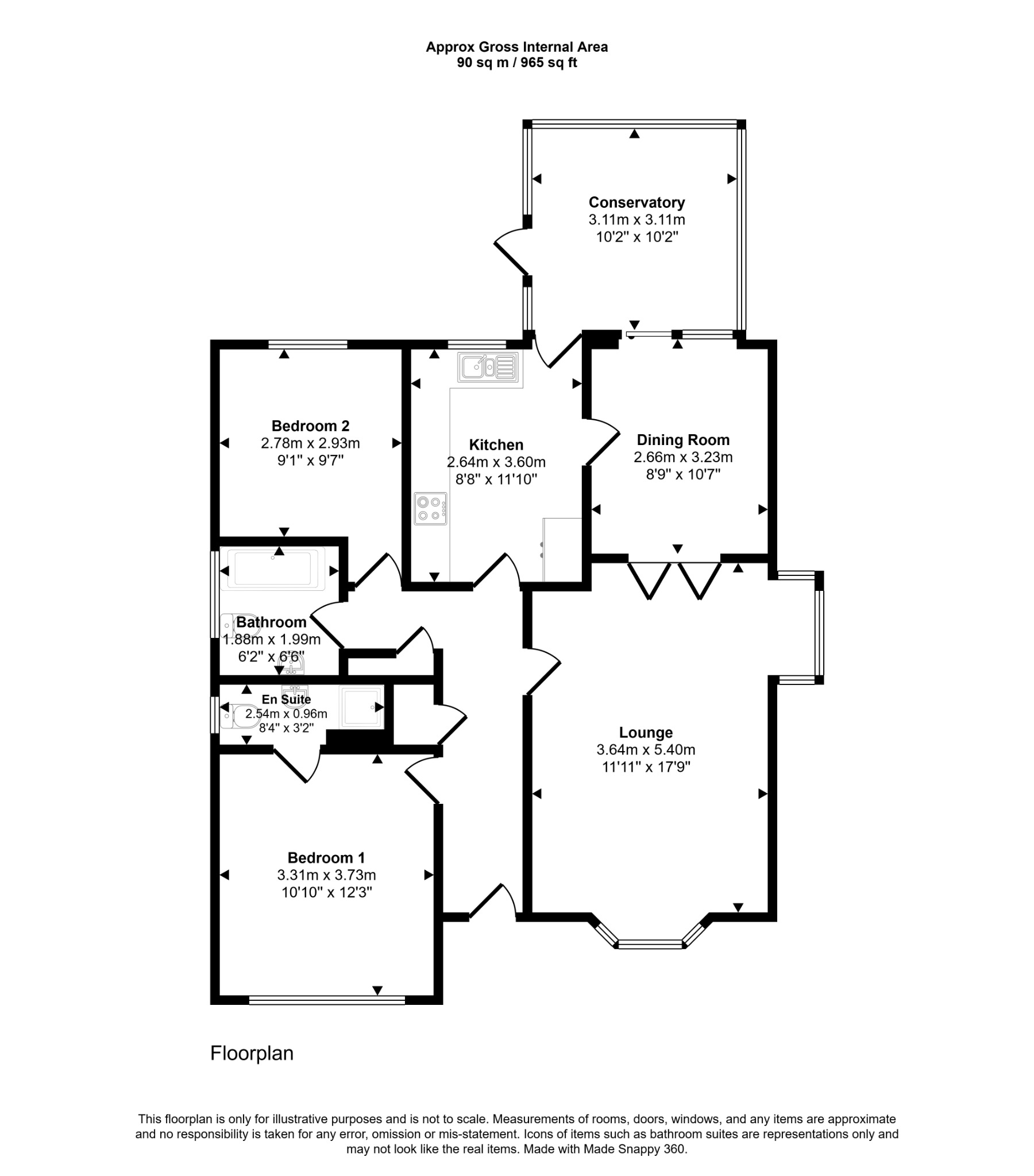 2 bed detached bungalow for sale in Lon Cwybr, Rhyl - Property floorplan