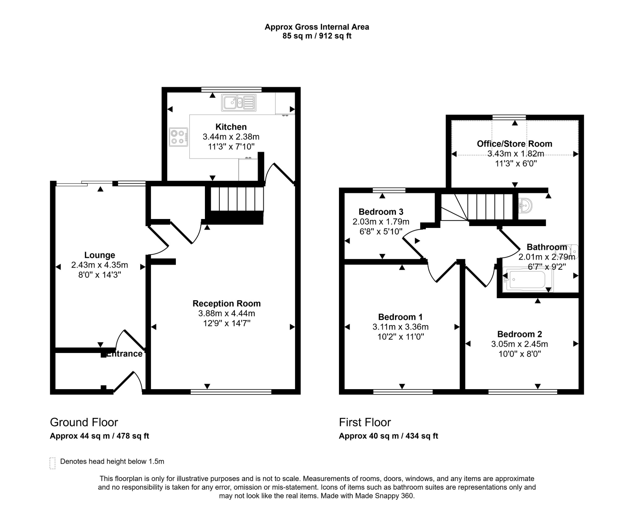 3 bed semi-detached house for sale in Rhyl Coast Road, Rhyl - Property floorplan