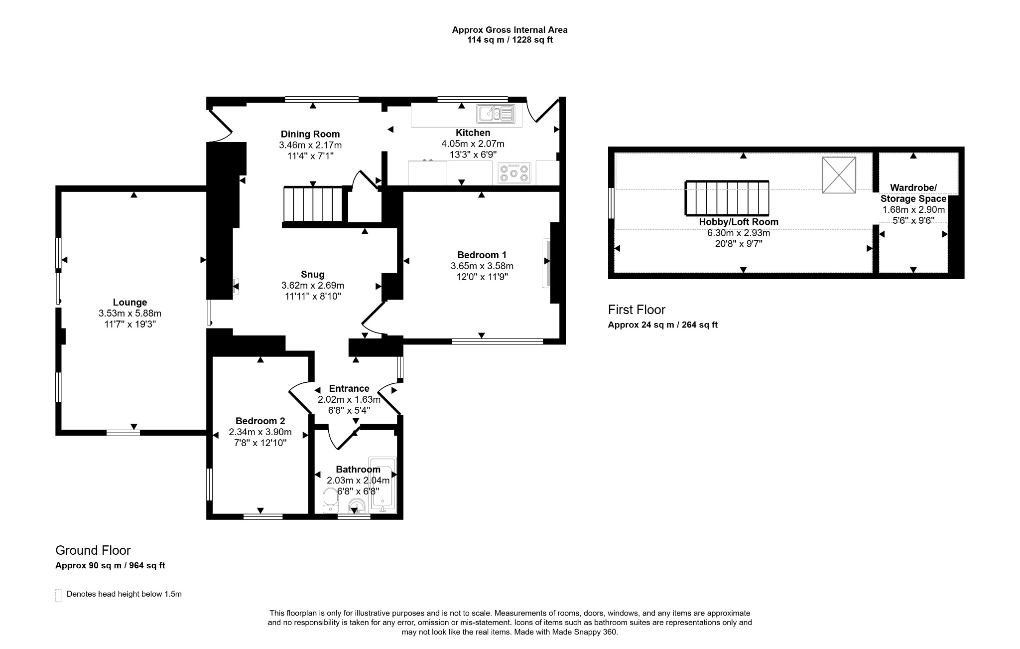 2 bed cottage for sale, Flintshire - Property floorplan