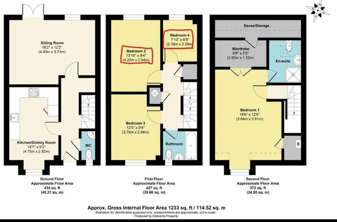 4 bed terraced house to rent in Eighteen Acre Drive, Bristol - Property floorplan