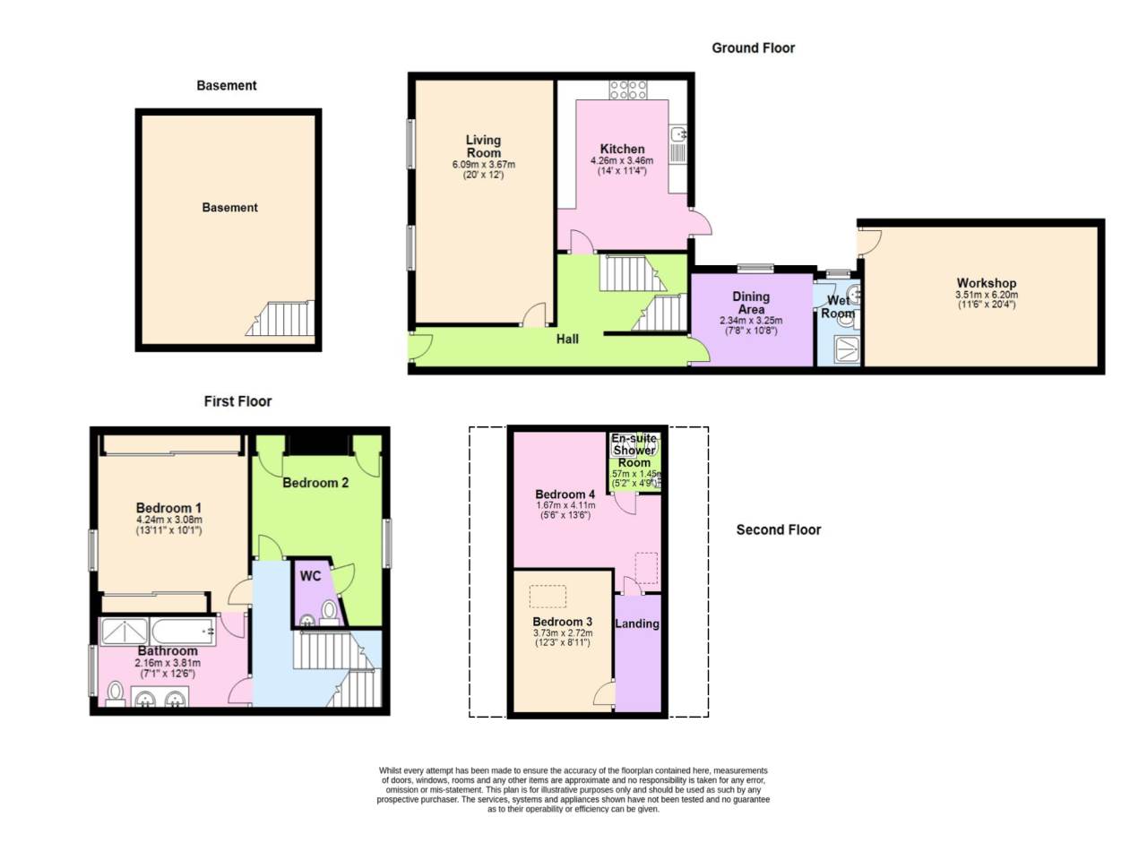 4 bed town house for sale in Cysgod Y Gwynt, 5, St James's Square - Property Floorplan