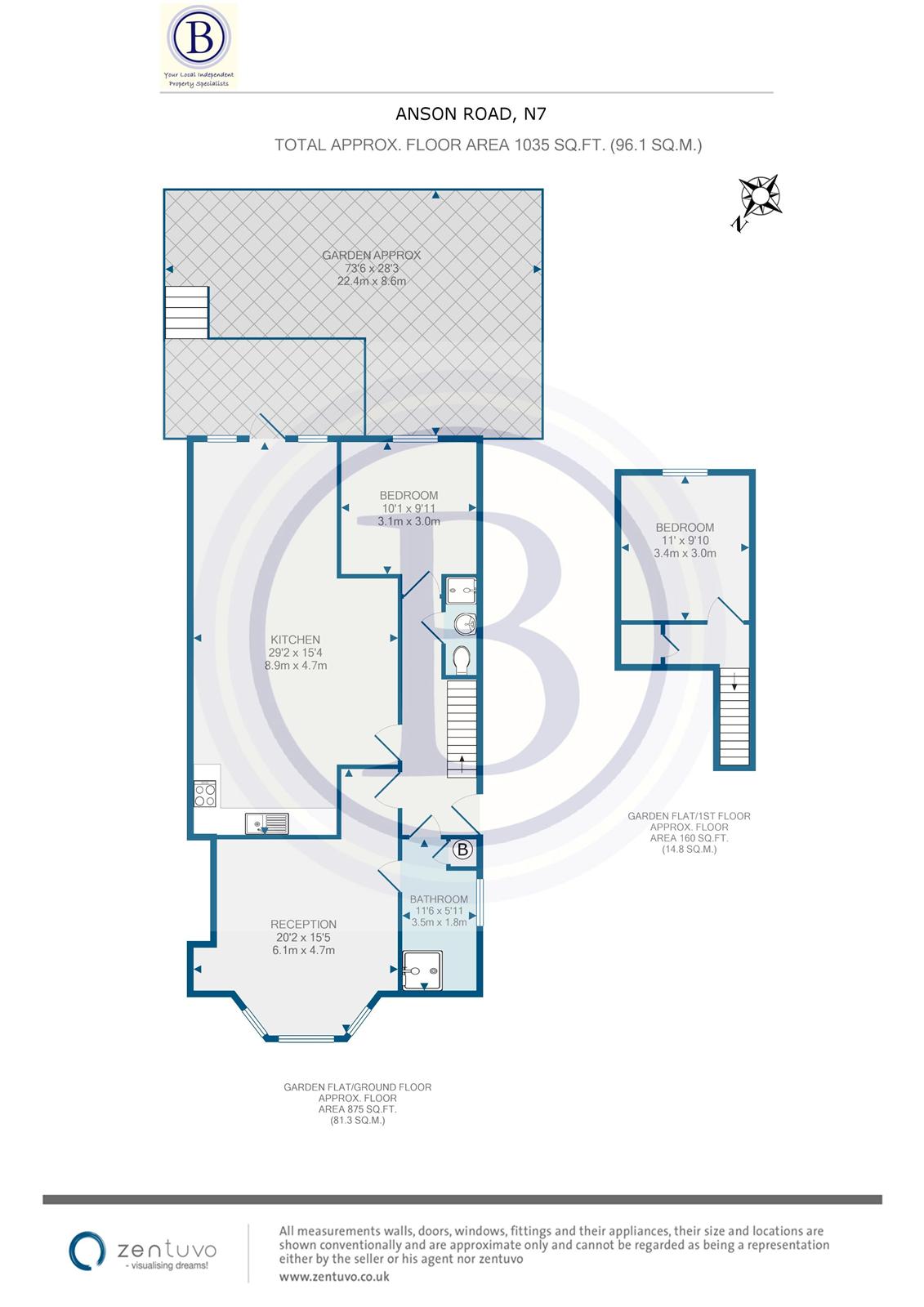 3 bed flat to rent in Anson Road - Property Floorplan