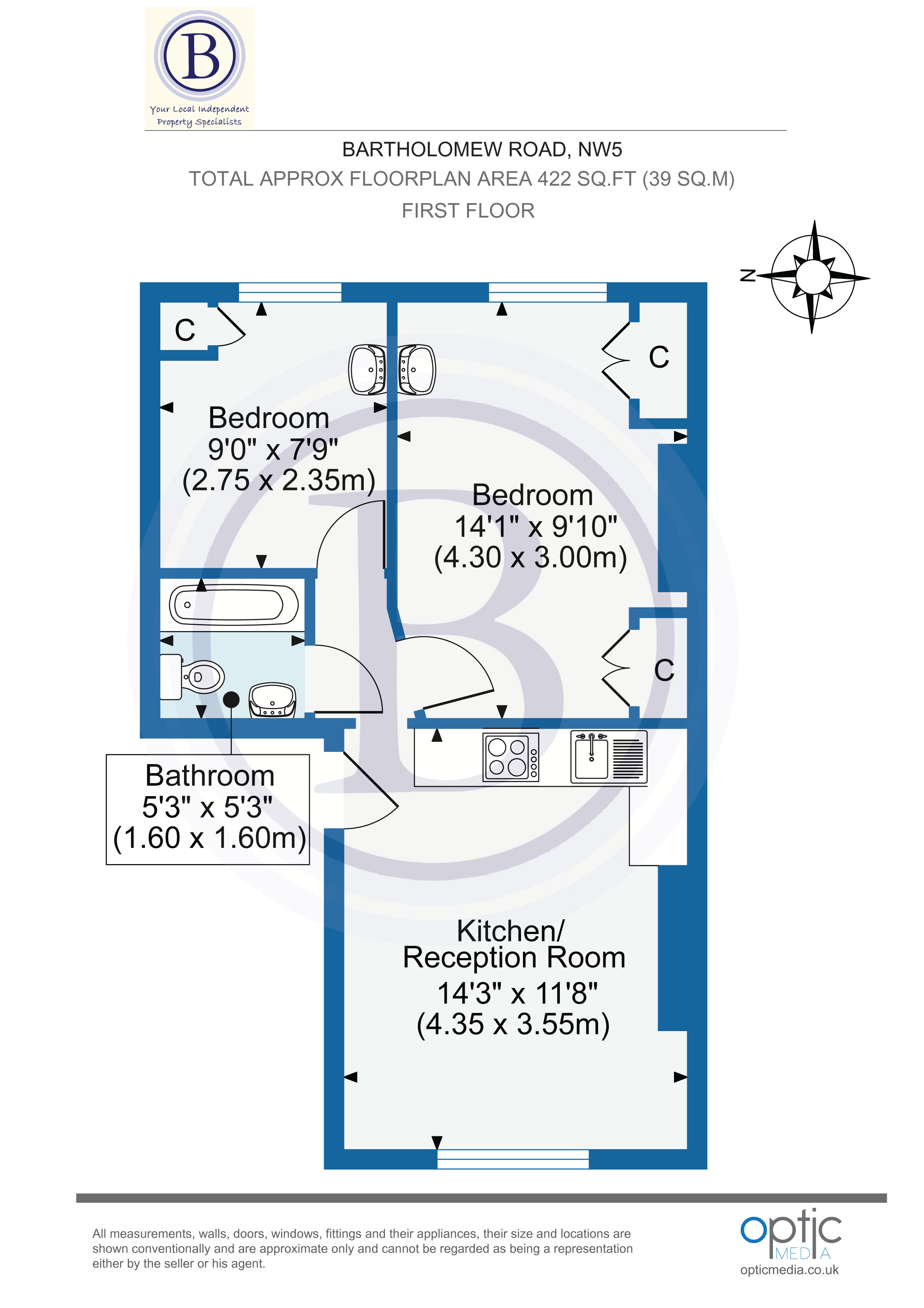 2 bed flat to rent in Bartholomew Road - Property Floorplan