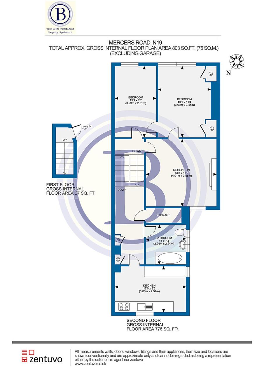 2 bed flat to rent in Mercers Road - Property Floorplan