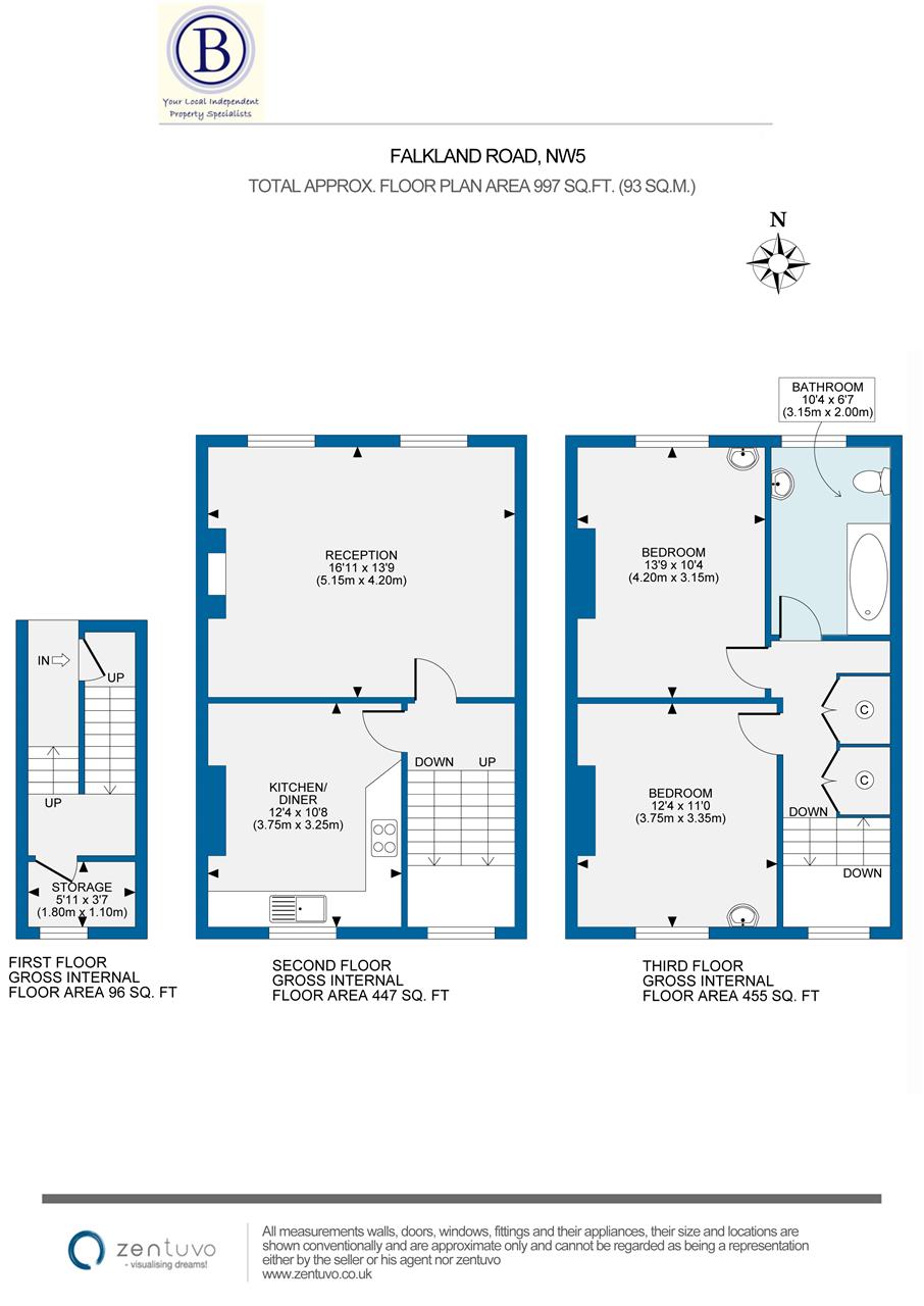 2 bed flat for sale in Falkland Road - Property Floorplan