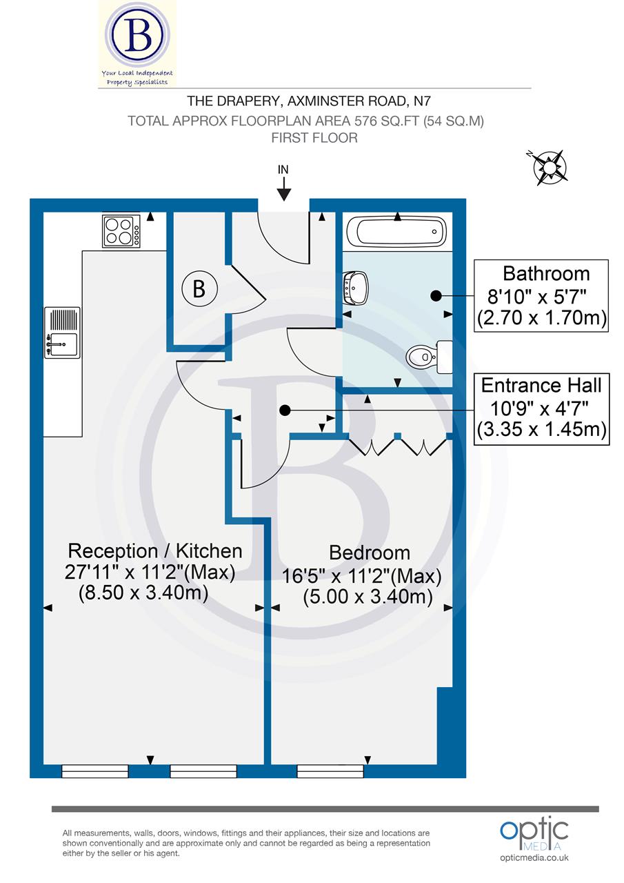 1 bed flat for sale in Axminster Road - Property Floorplan