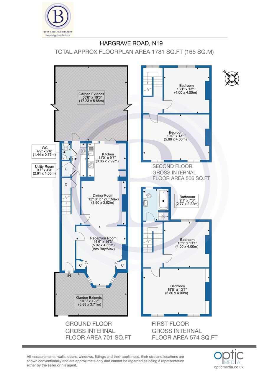 4 bed house for sale in Hargrave Road - Property Floorplan