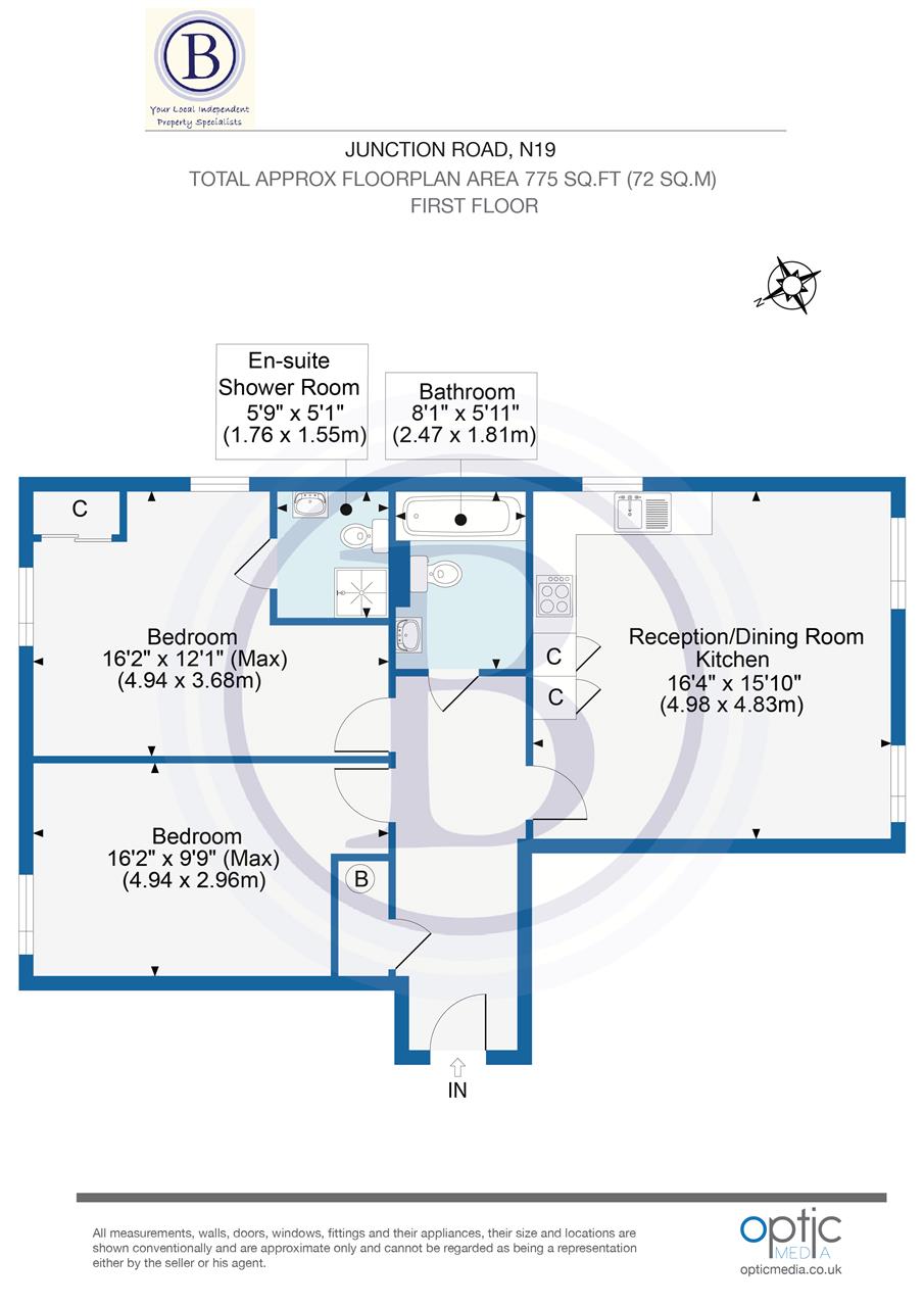 2 bed flat for sale in Junction Road - Property Floorplan