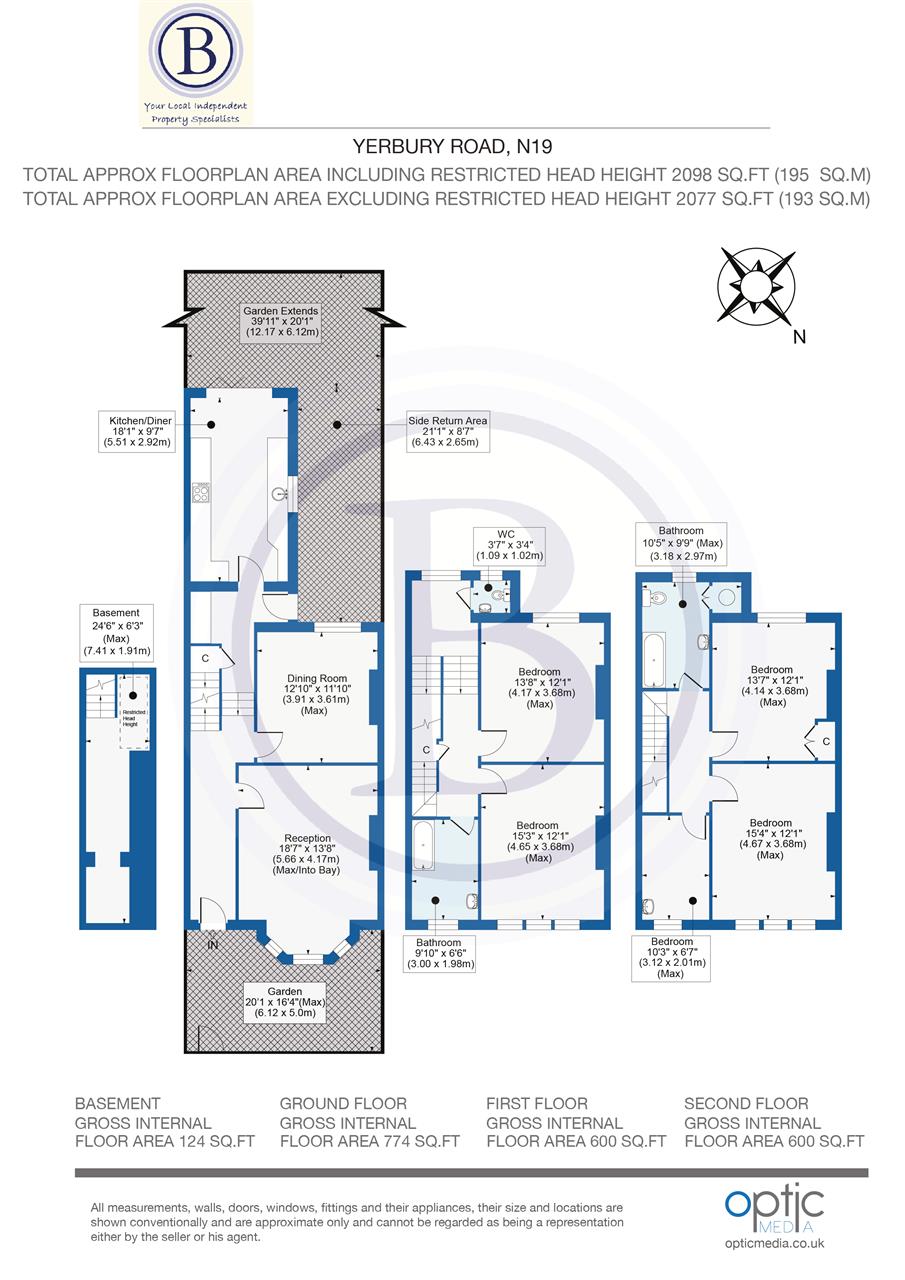 5 bed terraced house for sale in Yerbury Road - Property Floorplan