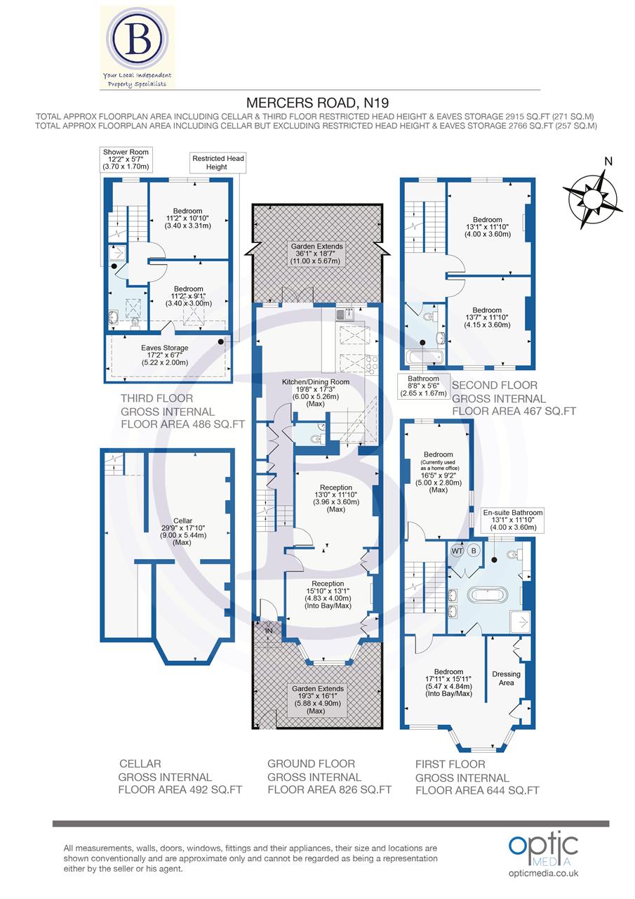 6 bed terraced house for sale in Mercers Road - Property Floorplan