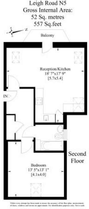 1 bed flat to rent in Leigh Road - Property Floorplan