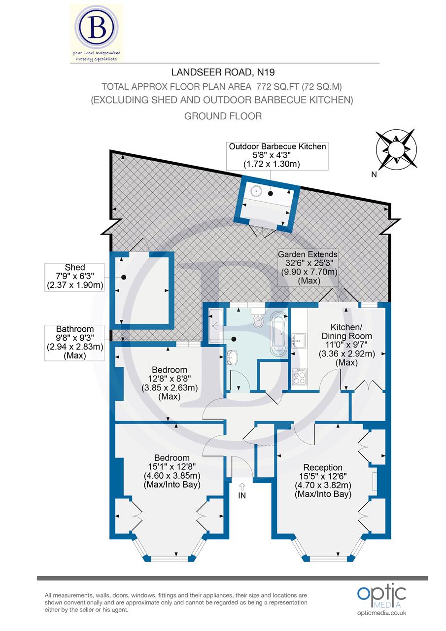 2 bed flat for sale in Landseer Road - Property Floorplan