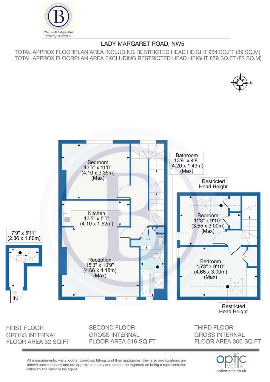 3 bed flat for sale in Lady Margaret Road - Property Floorplan