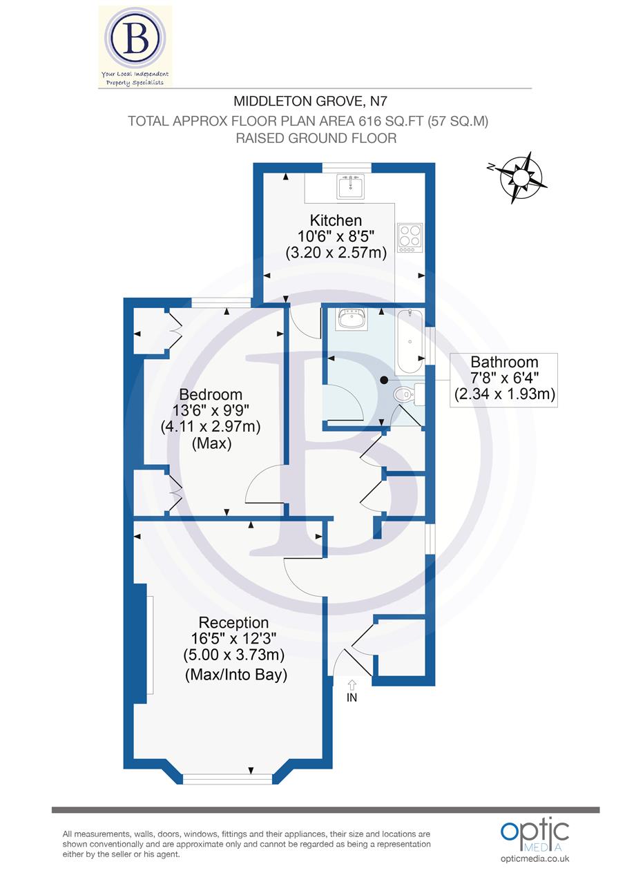 1 bed flat for sale in Middleton Grove - Property Floorplan