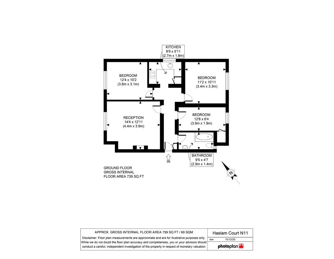 3 bed flat to rent in Waterfall Road - Property Floorplan