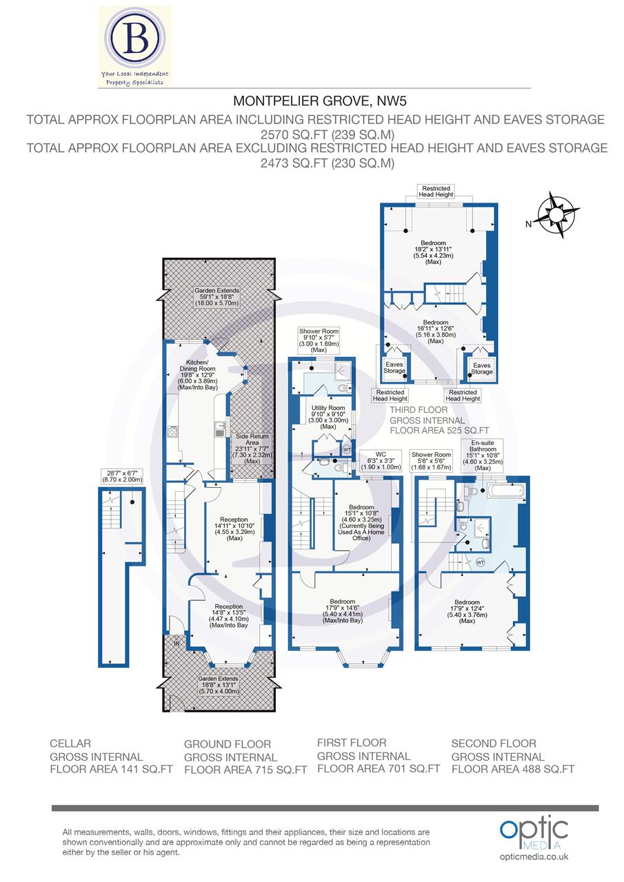 5 bed terraced house for sale in Montpelier Grove - Property Floorplan