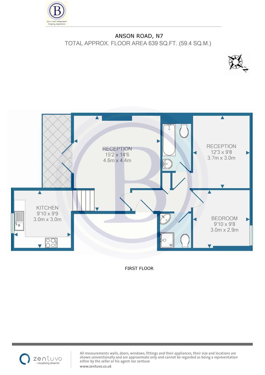 2 bed flat to rent in Anson Road - Property Floorplan