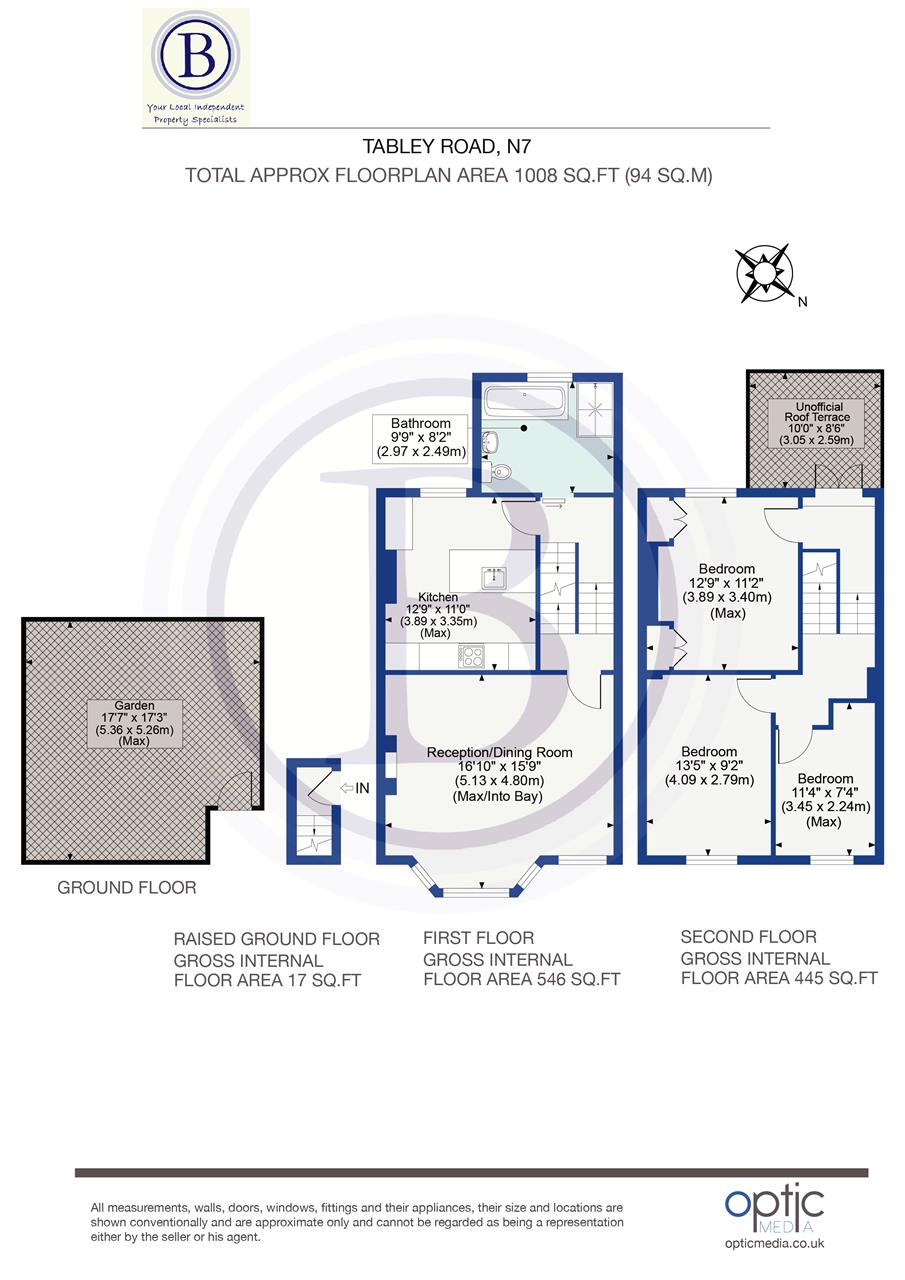 3 bed flat for sale in Tabley Road - Property Floorplan