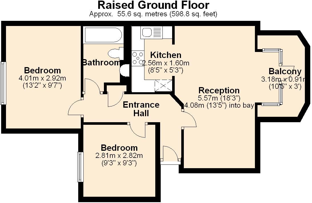 2 bed flat to rent in Lady Margaret Road - Property Floorplan