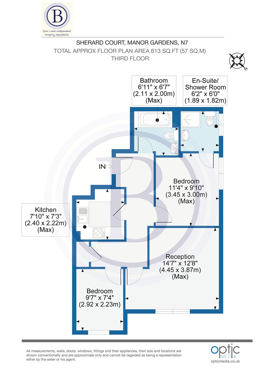 2 bed flat for sale in Manor Gardens - Property Floorplan