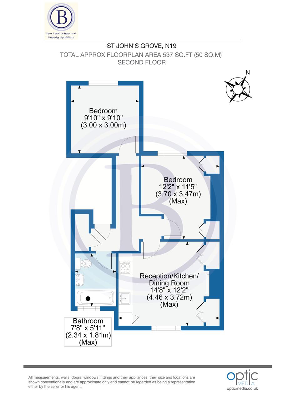 2 bed flat for sale in St John's Grove - Property Floorplan