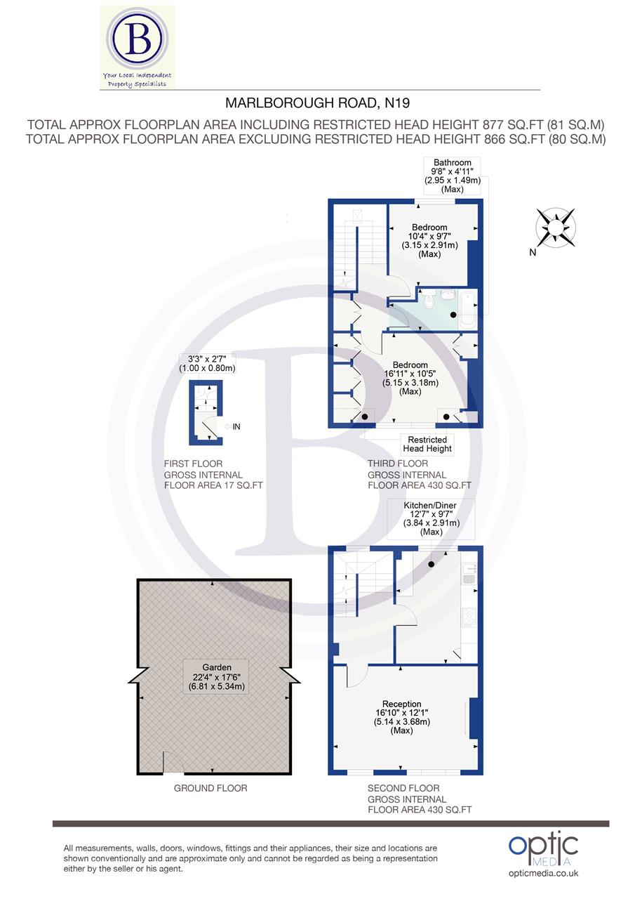 2 bed flat for sale in Marlborough Road - Property Floorplan