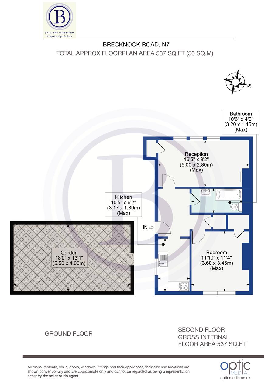 1 bed flat for sale in Brecknock Road - Property Floorplan