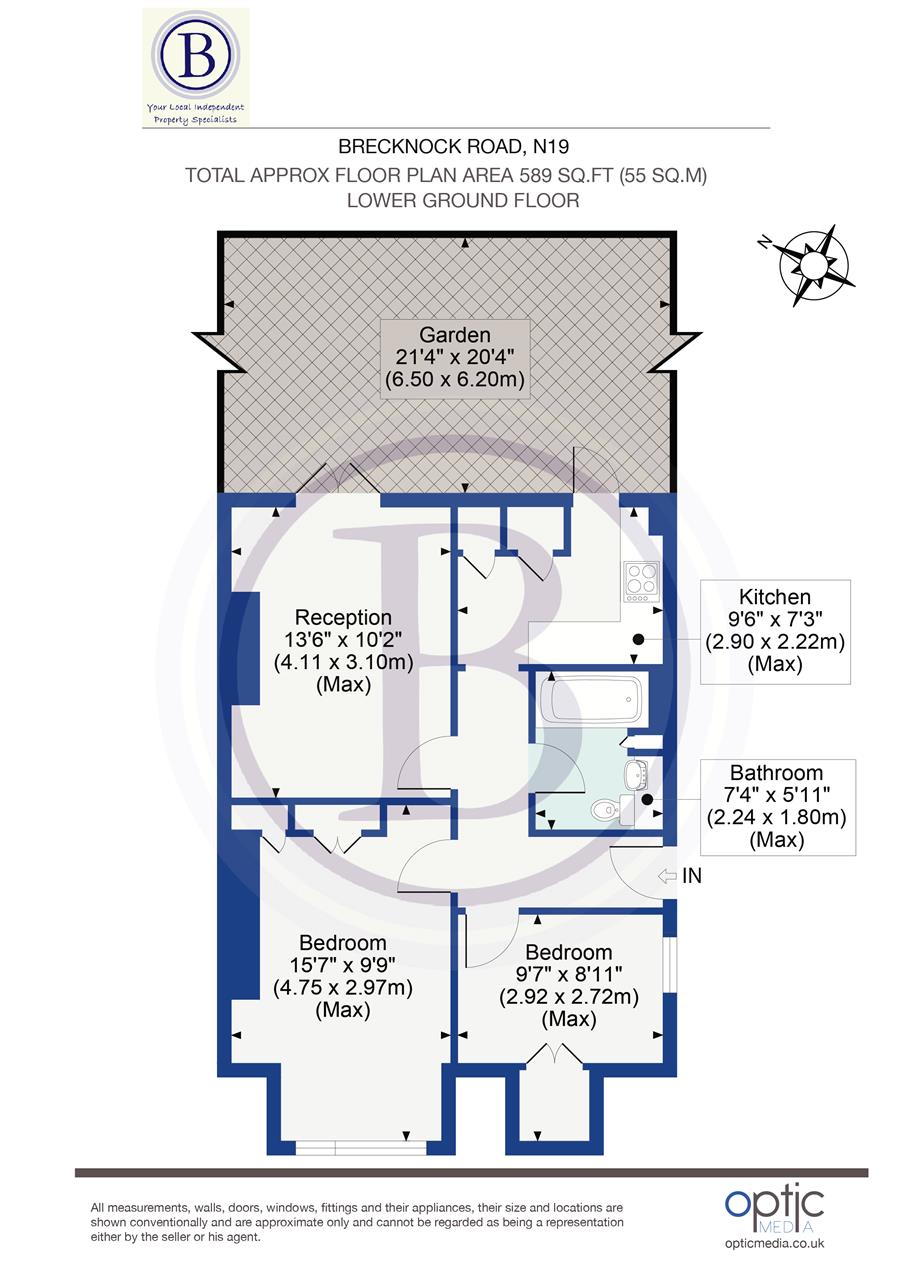 2 bed flat for sale in Brecknock Road - Property Floorplan