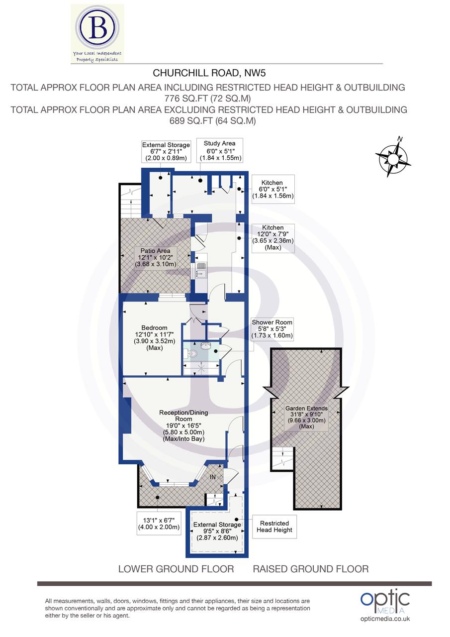 1 bed flat for sale in Churchill Road - Property Floorplan