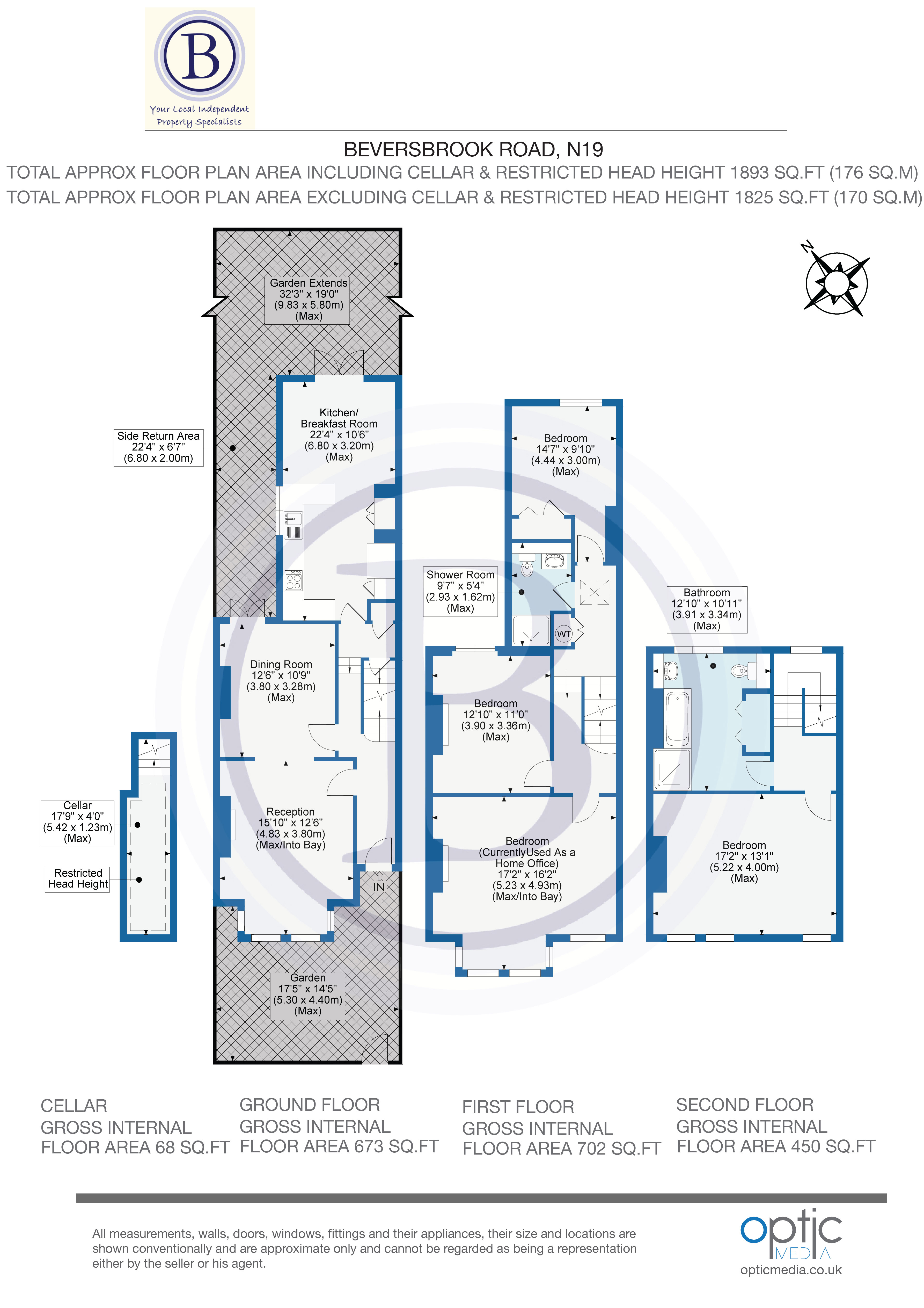 4 bed terraced house for sale in Beversbrook Road - Property Floorplan