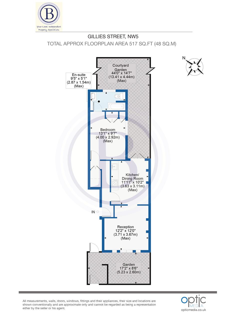 1 bed flat for sale in Gillies Street - Property Floorplan