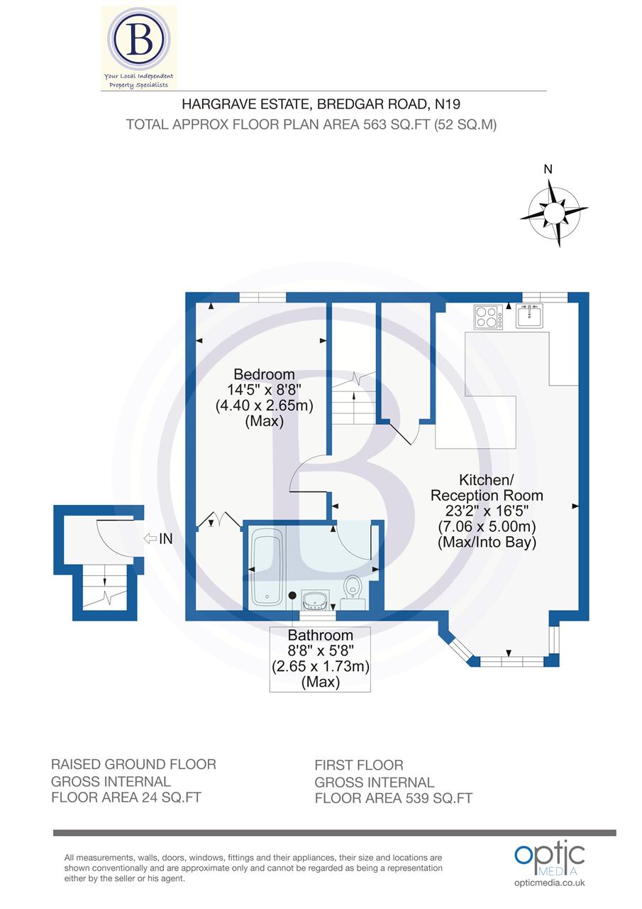 1 bed flat for sale in Bredgar Road - Property Floorplan