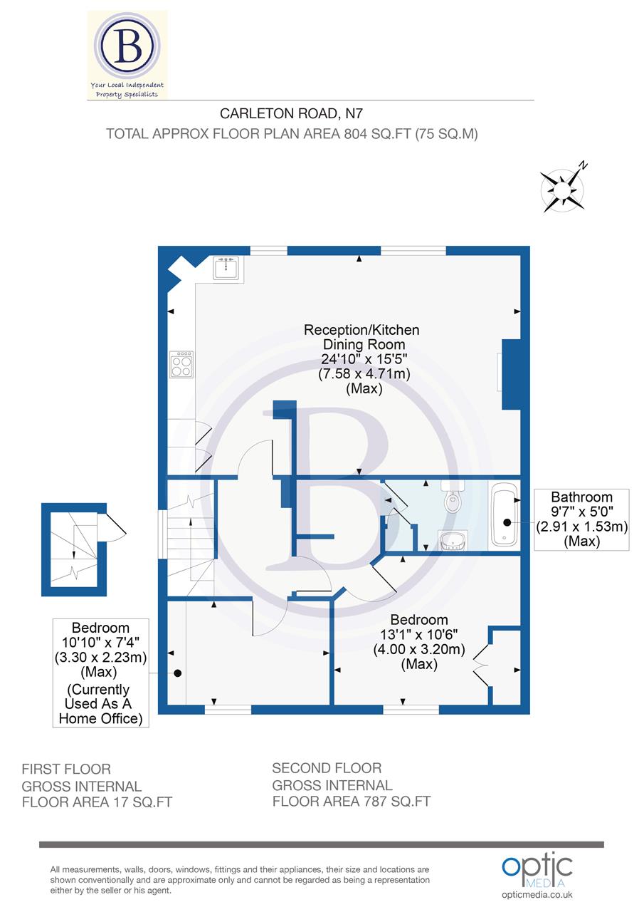 2 bed flat for sale in Carleton Road - Property Floorplan