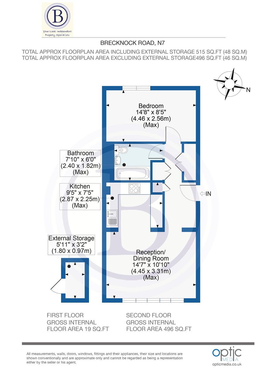 1 bed flat for sale in Brecknock Road - Property Floorplan