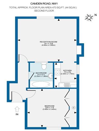 1 bed flat to rent in Camden Road - Property Floorplan