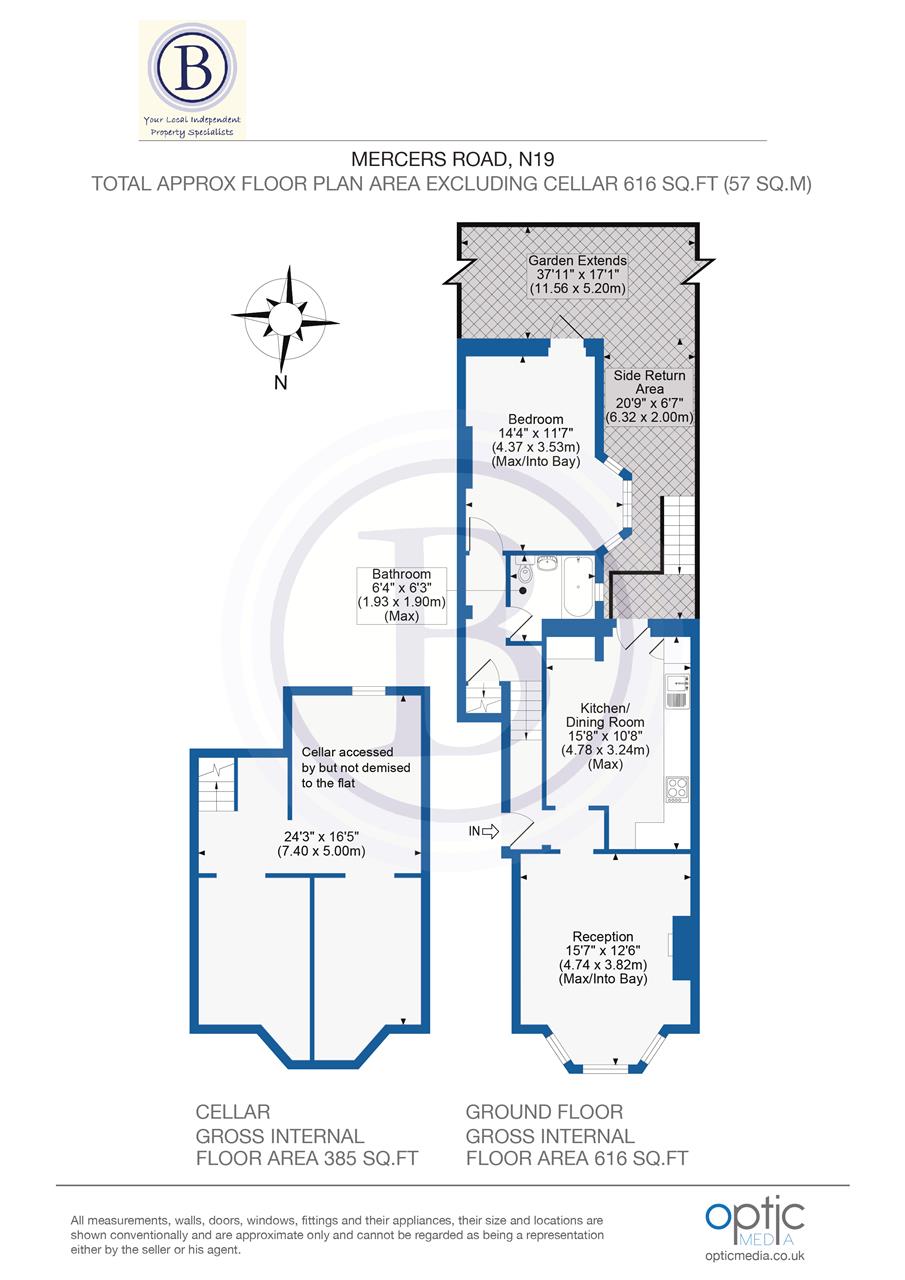 1 bed flat for sale in Mercers Road - Property Floorplan
