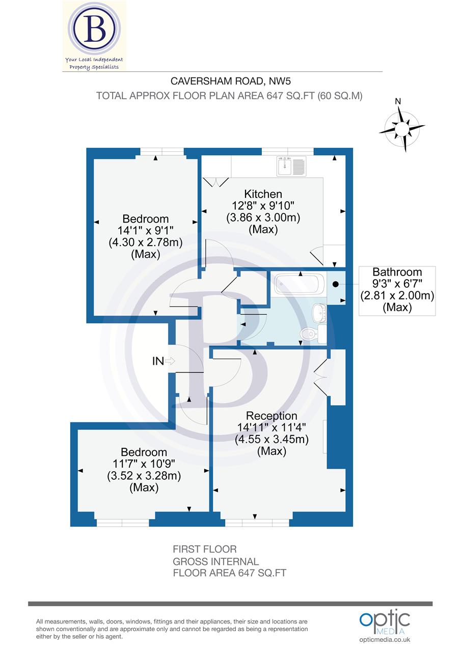 2 bed flat for sale in Caversham Road - Property Floorplan