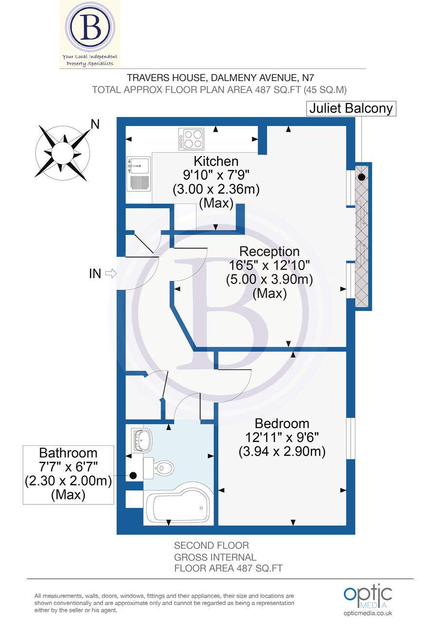 1 bed flat for sale in Dalmeny Avenue - Property Floorplan