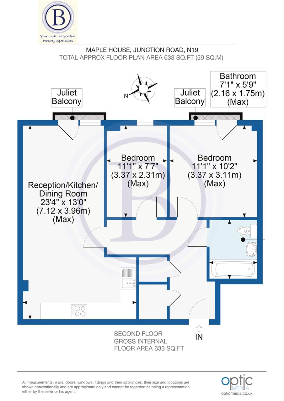 2 bed flat for sale in Junction Road - Property Floorplan